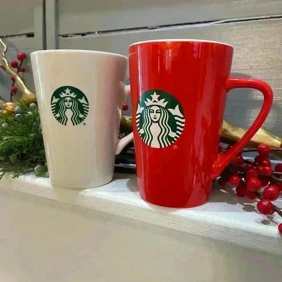 2 16 ounce Starbucks mugs ready for that hot chocolate - Picture 2 of 2